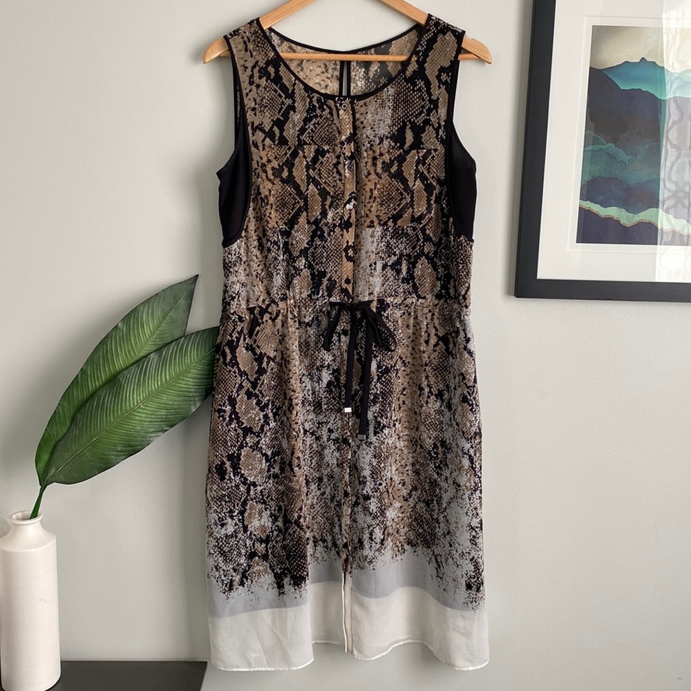 Lined Sheer Snake Print Dress